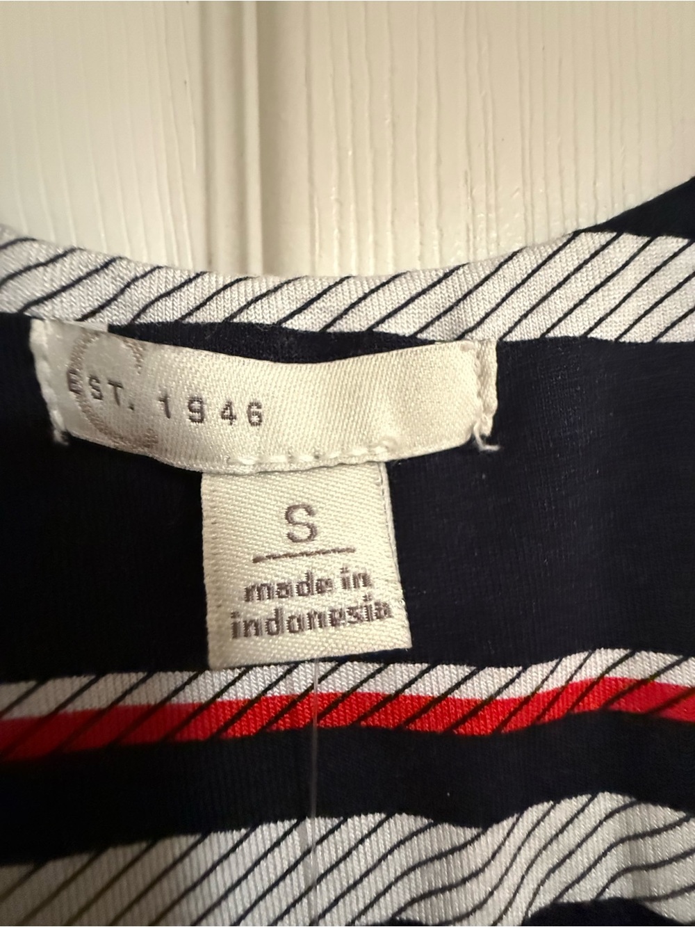 Striped Navy, White & Red Tie-Shoulder Swing Dress Size S - Picture 3 of 3